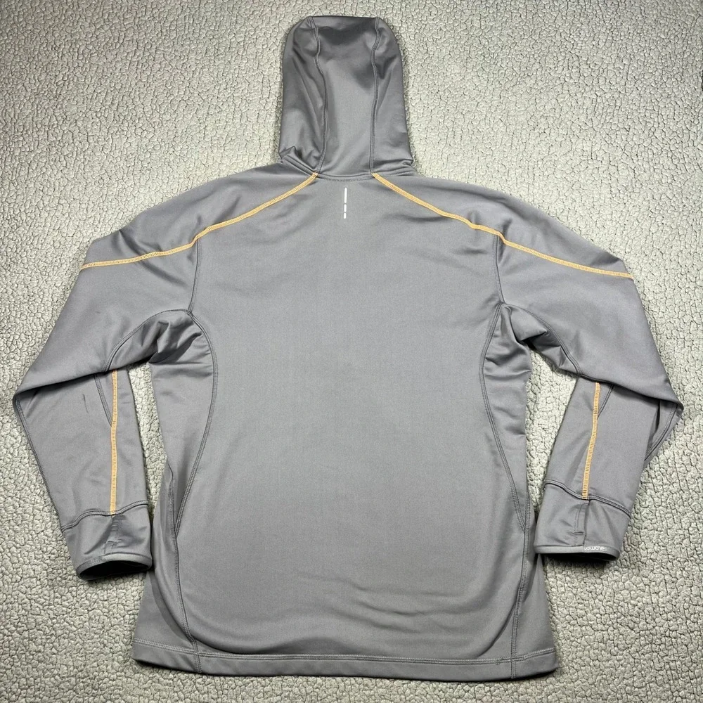 Salomon ActiTherm Mens Large Grey 1/4 Zip Hooded Pullover Jacket Orange Trim